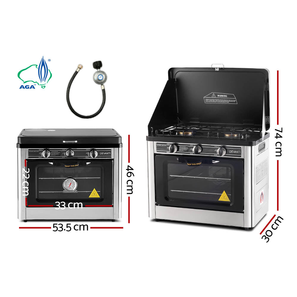 Ovens: Devanti Portable Gas Oven LPG Silver