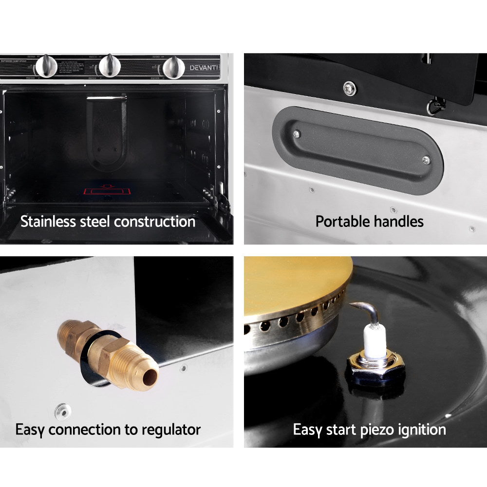 Ovens: Devanti Portable Gas Oven LPG Silver