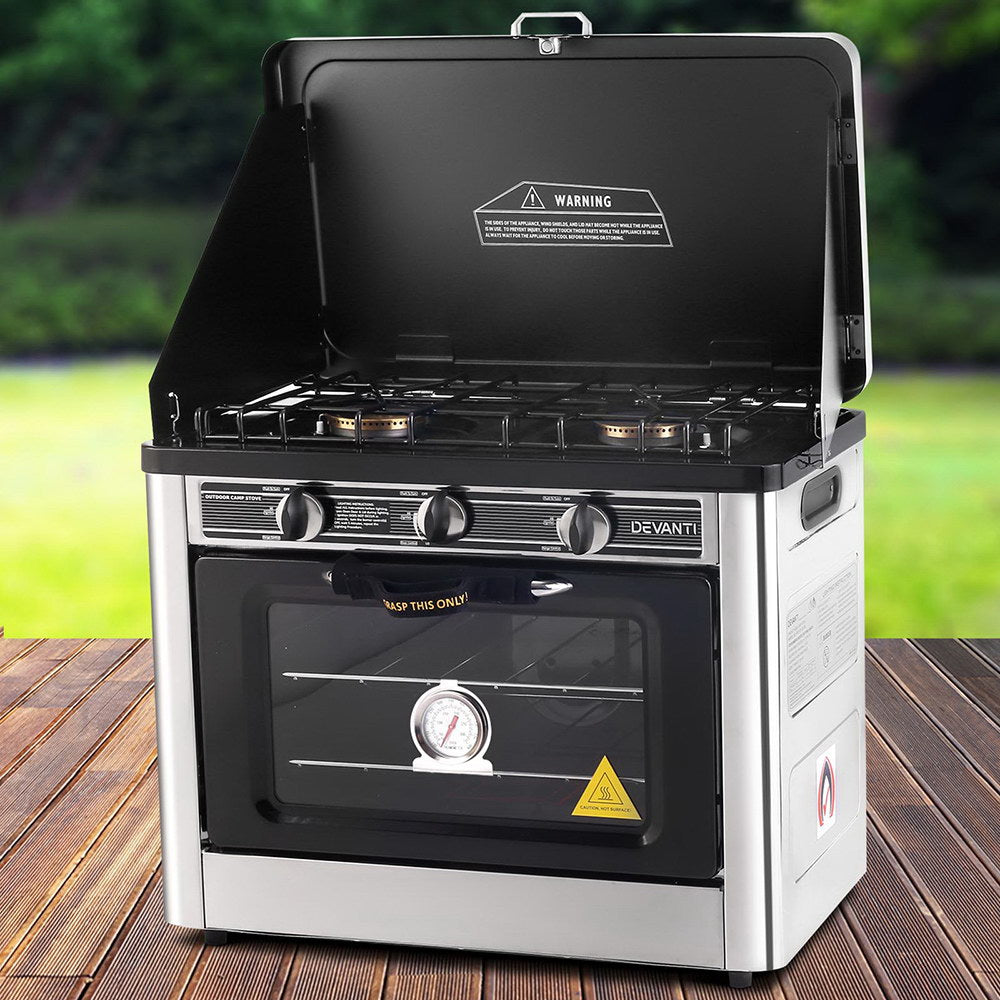Ovens: Devanti Portable Gas Oven LPG Silver