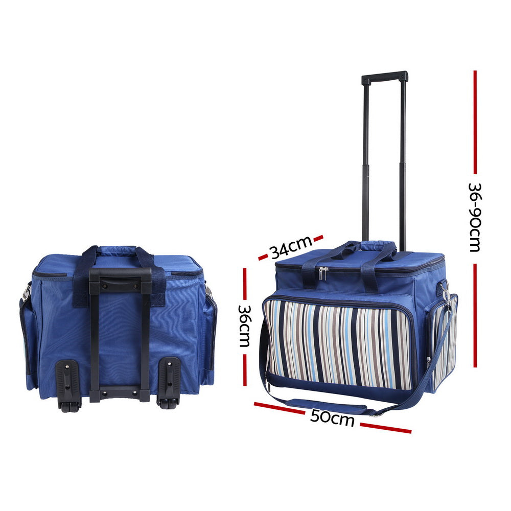 Picnic Baskets: Alfresco 6 Person Picnic Basket Set Bag Wheels Insulated Trolley