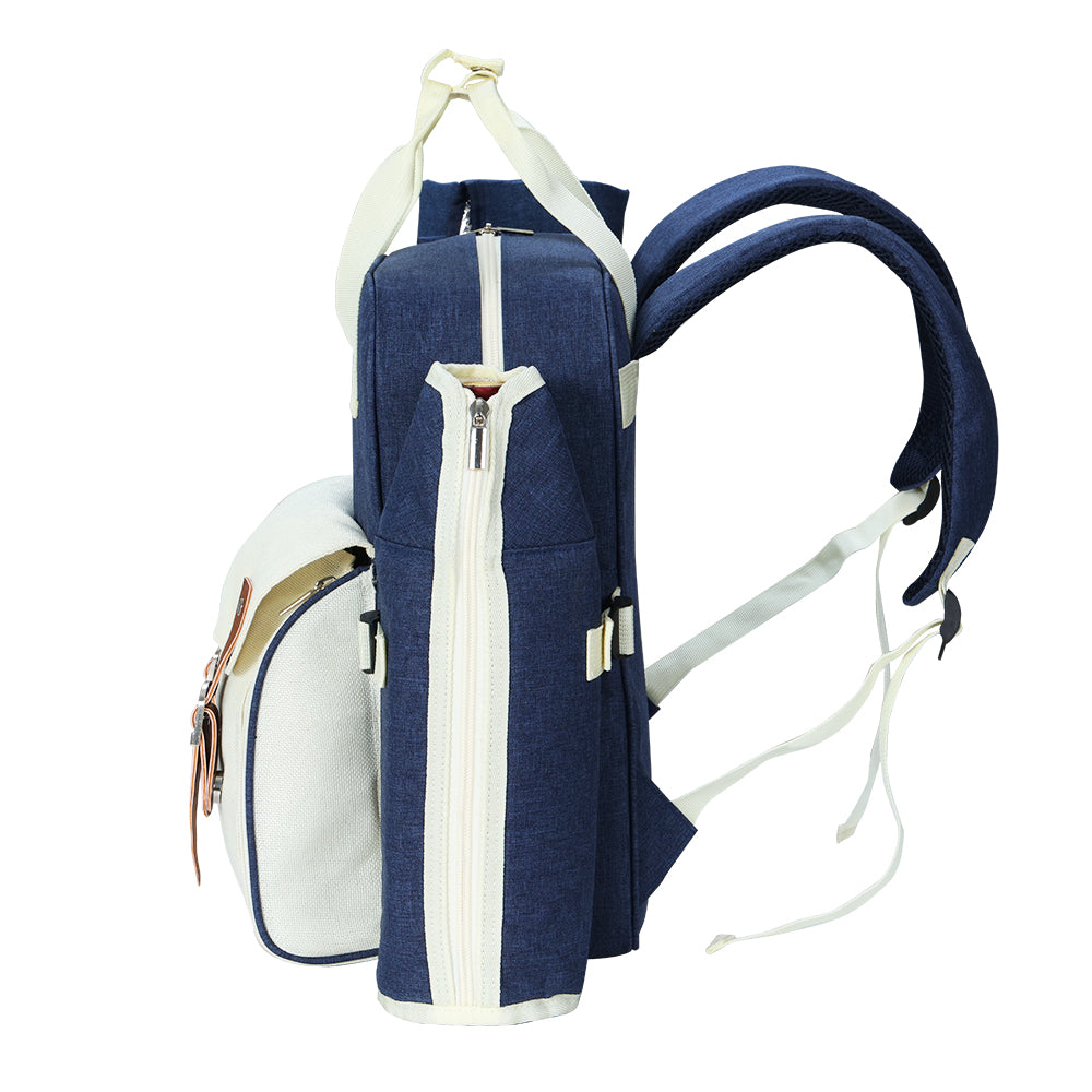 Picnic Baskets: Alfresco 4 Person Picnic Basket Set Backpack Bag Insulated Blue