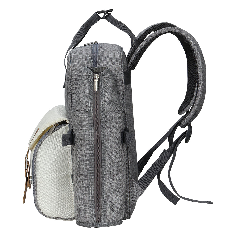 Picnic Baskets: Alfresco 4 Person Picnic Basket Set Backpack Bag Insulated Grey