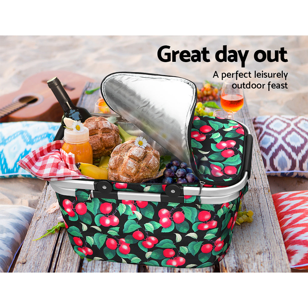 Picnic Baskets: Alfresco Picnic Basket Folding Bag Hamper Insulated Storage Food Cover