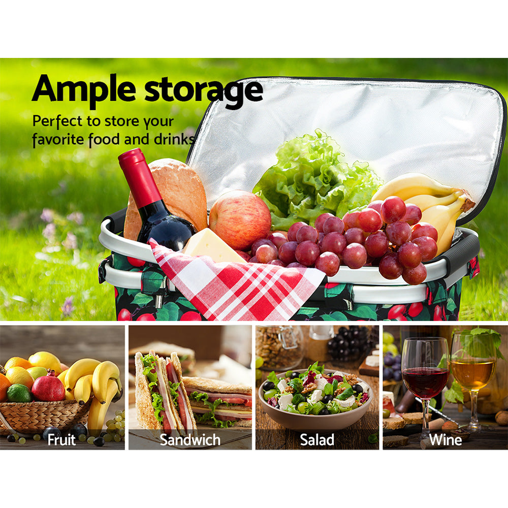 Picnic Baskets: Alfresco Picnic Basket Folding Bag Hamper Insulated Storage Food Cover