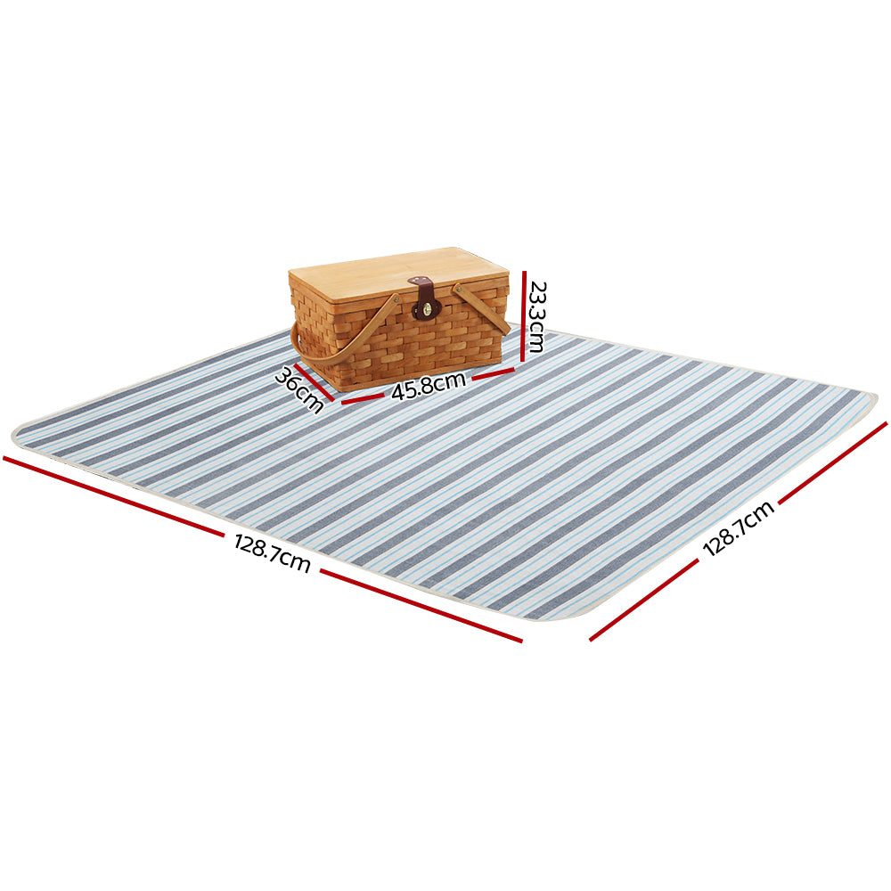 Picnic Baskets: Alfresco 4 Person Picnic Basket Set Wooden Blanket Cooler Bag Outdoor Insulated