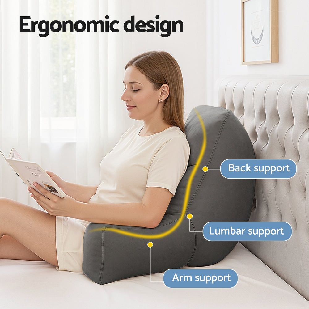 Pillows: Giselle Reading Pillow Back Rest Lumbar Support Cushion Grey