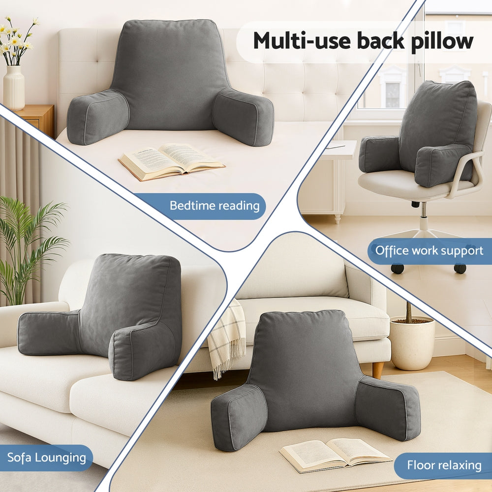 Pillows: Giselle Reading Pillow Back Rest Lumbar Support Cushion Grey
