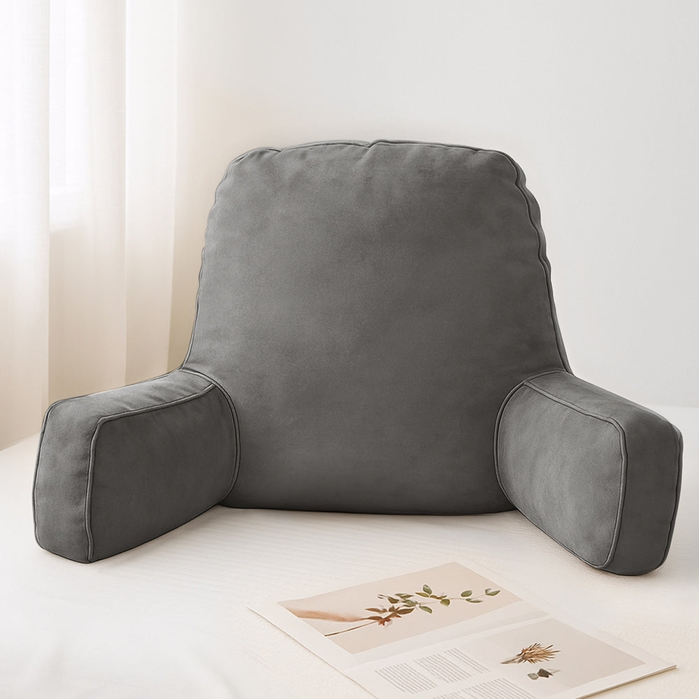 Pillows: Giselle Reading Pillow Back Rest Lumbar Support Cushion Grey