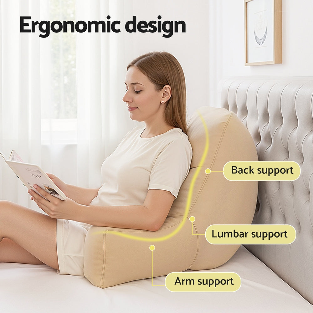 Pillows: Giselle Reading Pillow Back Rest Lumbar Support Cushion Oatmeal