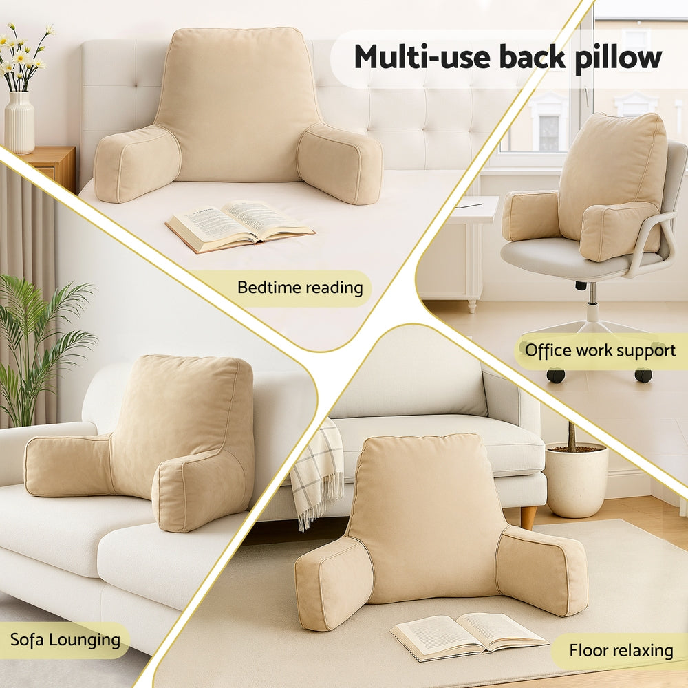 Pillows: Giselle Reading Pillow Back Rest Lumbar Support Cushion Oatmeal