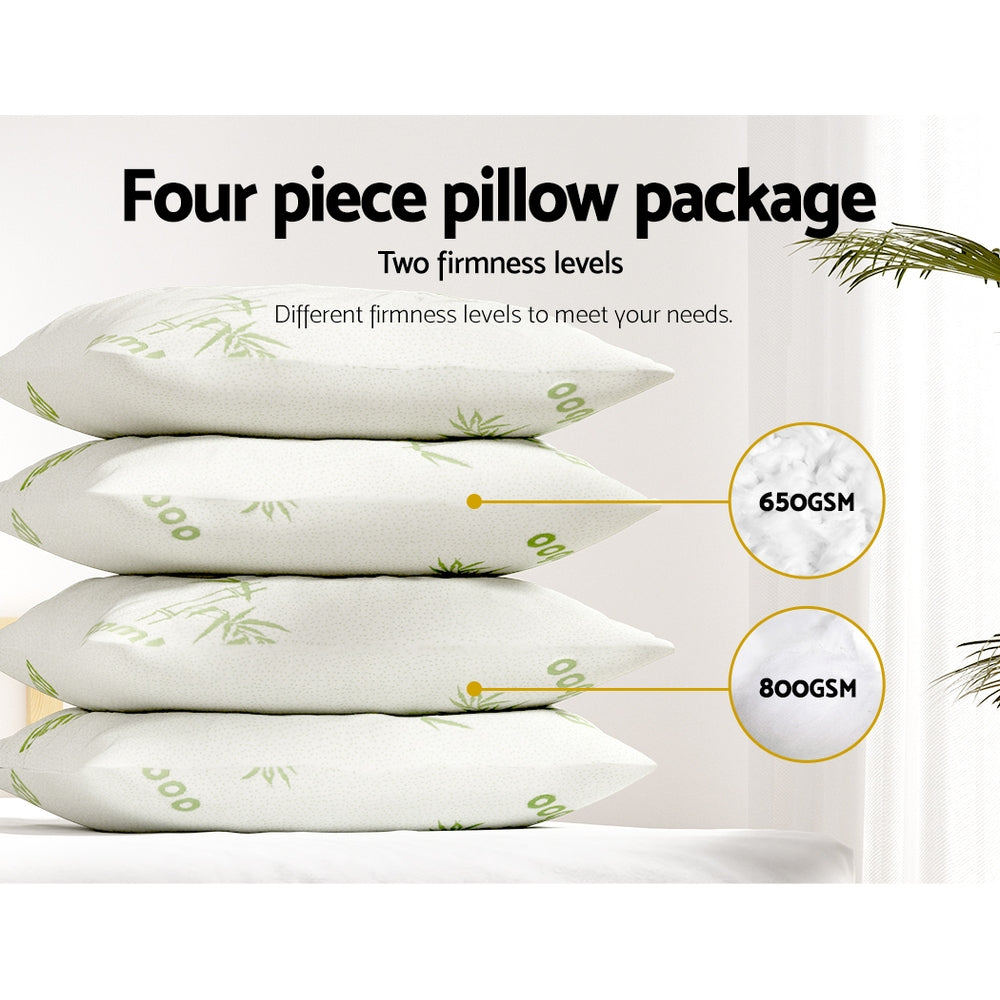Pillows: Giselle Bedding 4 Pack Bamboo Pillow Family Hotel