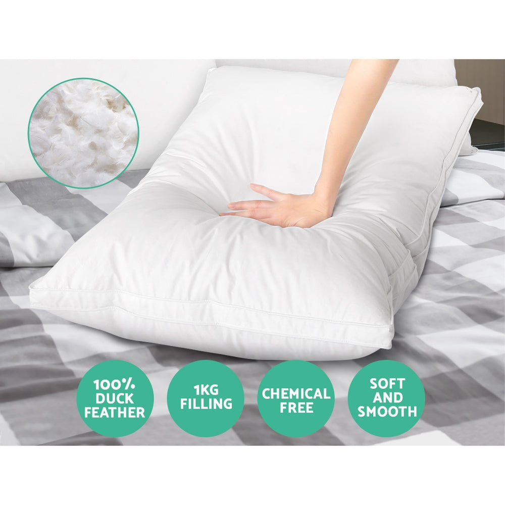 Pillows: Giselle Bedding Duck Feather Down Pillow Luxury Twin Pack