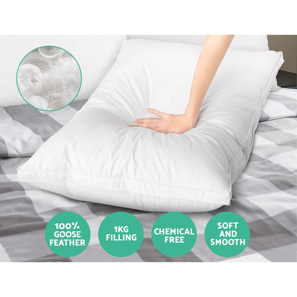 Pillows: Giselle Bedding Goose Feather Down Pillow Luxury Twin Pack