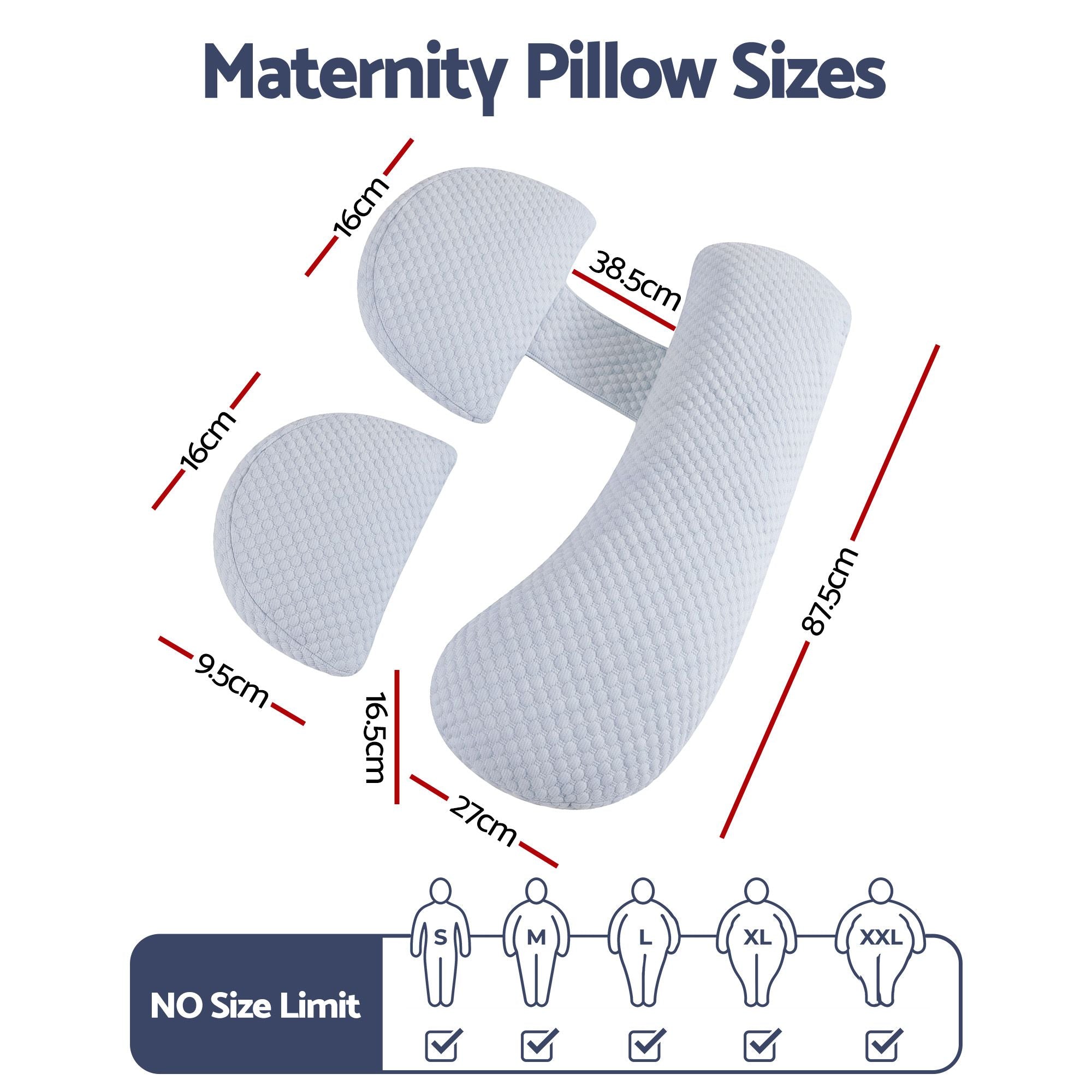 Giselle Bedding Cooling Pregnancy Pillow Adjustable Maternity Pillow for Sleeping, Body Pillows for Adults Support Back, Belly, and Hips, Blue 37x87 cm