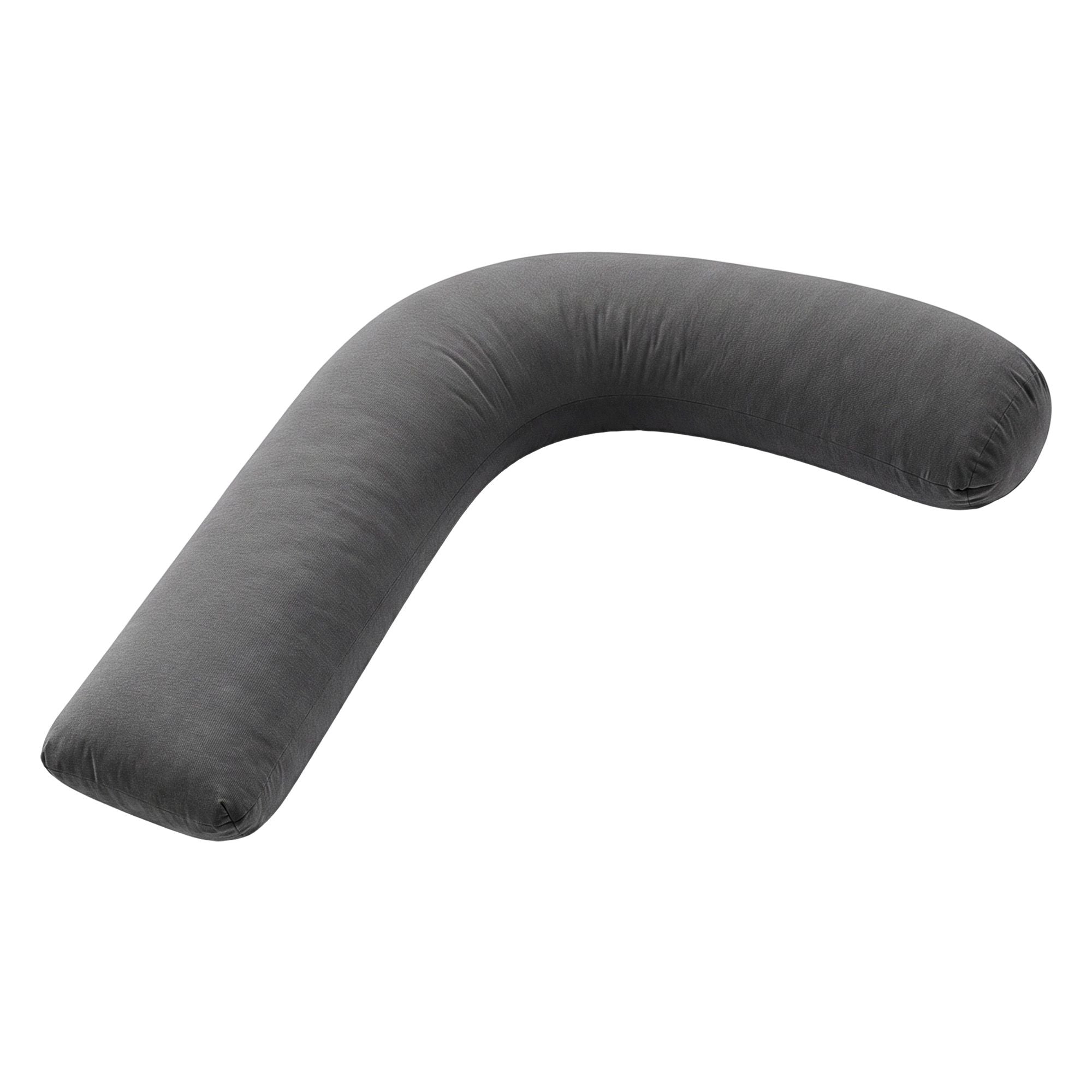 Giselle Bedding Pregnancy Pillow for Side Sleeping L-Shaped Maternity Body Pillow for Women 100% Cotton Jersey Cover for Head Neck Belly Support, 63x115 cm Grey