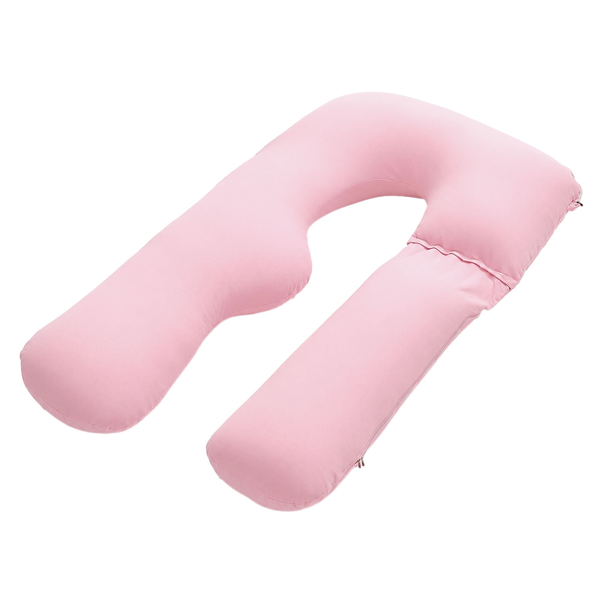 Giselle Bedding Pregnancy Pillow U Shaped Full Body Pillow with 100% Cotton Jersey Cover Maternity Pillow for Sleeping Reading, Pink, 73x133cm