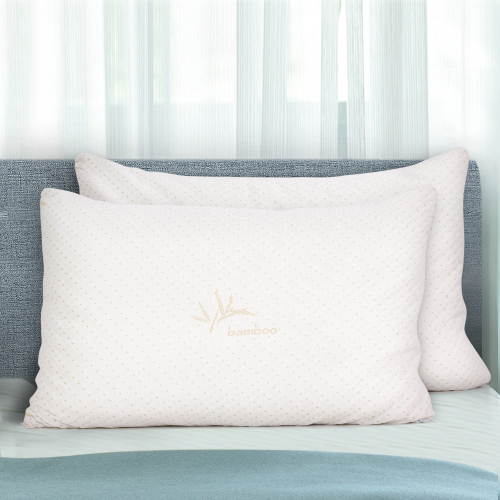 Pillows: Giselle Bedding Memory Foam Pillow Bamboo Cover Twin Pack