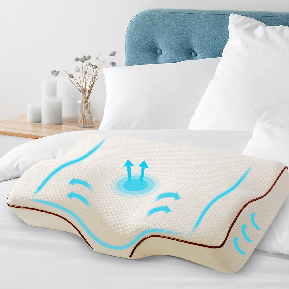Pillows: Giselle Memory Foam Pillow Neck Cervical Butterfly Ergonomic Support White