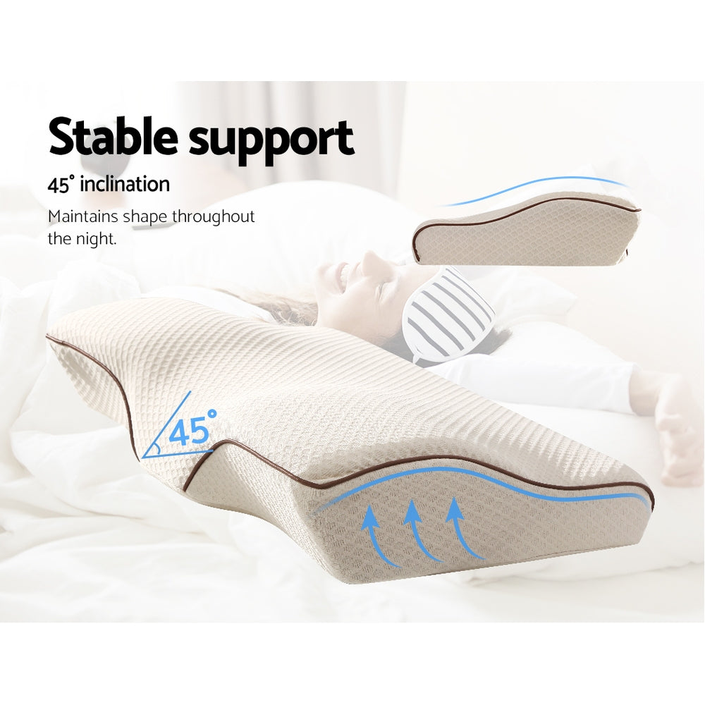 Pillows: Giselle Memory Foam Pillow Neck Cervical Butterfly Ergonomic Support White