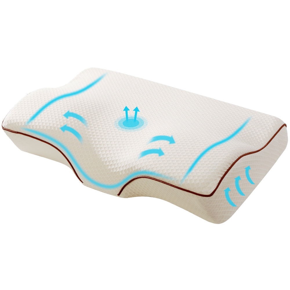 Pillows: Giselle Memory Foam Pillow Neck Cervical Butterfly Ergonomic Support White