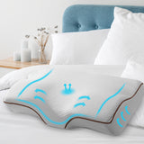 Pillows: Giselle Memory Foam Pillow Neck Cervical Butterfly Ergonomic Support Grey