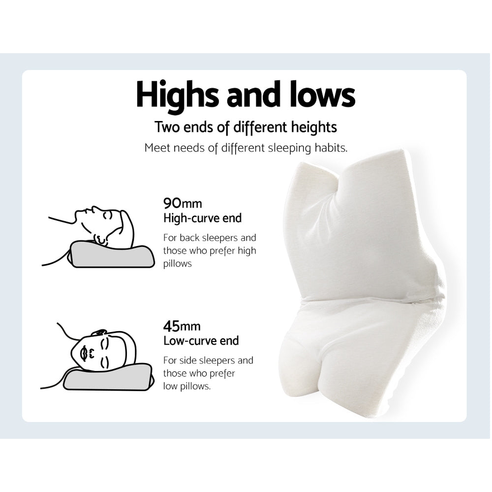 Pillows: Giselle Memory Foam Pillow Neck Cervical Butterfly Ergonomic Support Grey
