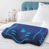 Pillows: Giselle Memory Foam Pillow Neck Cervical Butterfly Ergonomic Support Navy