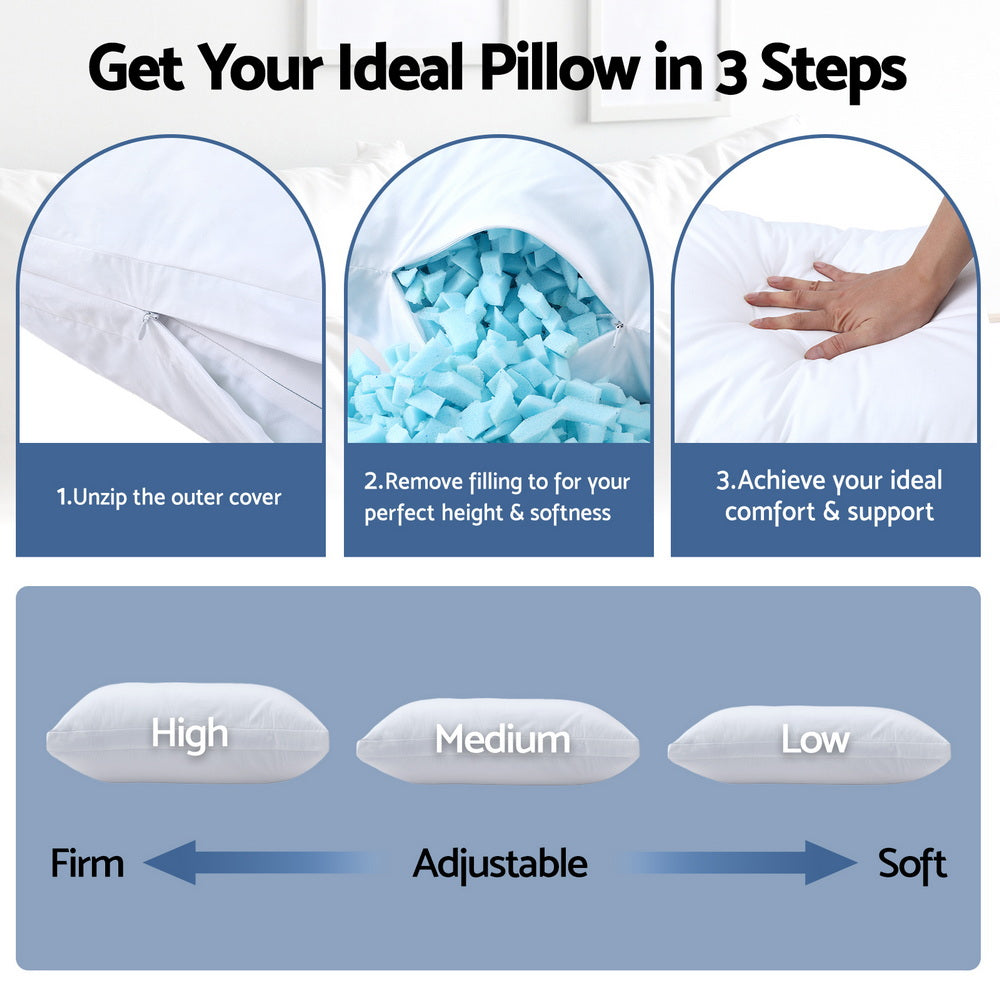 Pillows: Giselle Bedding Shredded Memory Foam Pillow Adjustable Loft