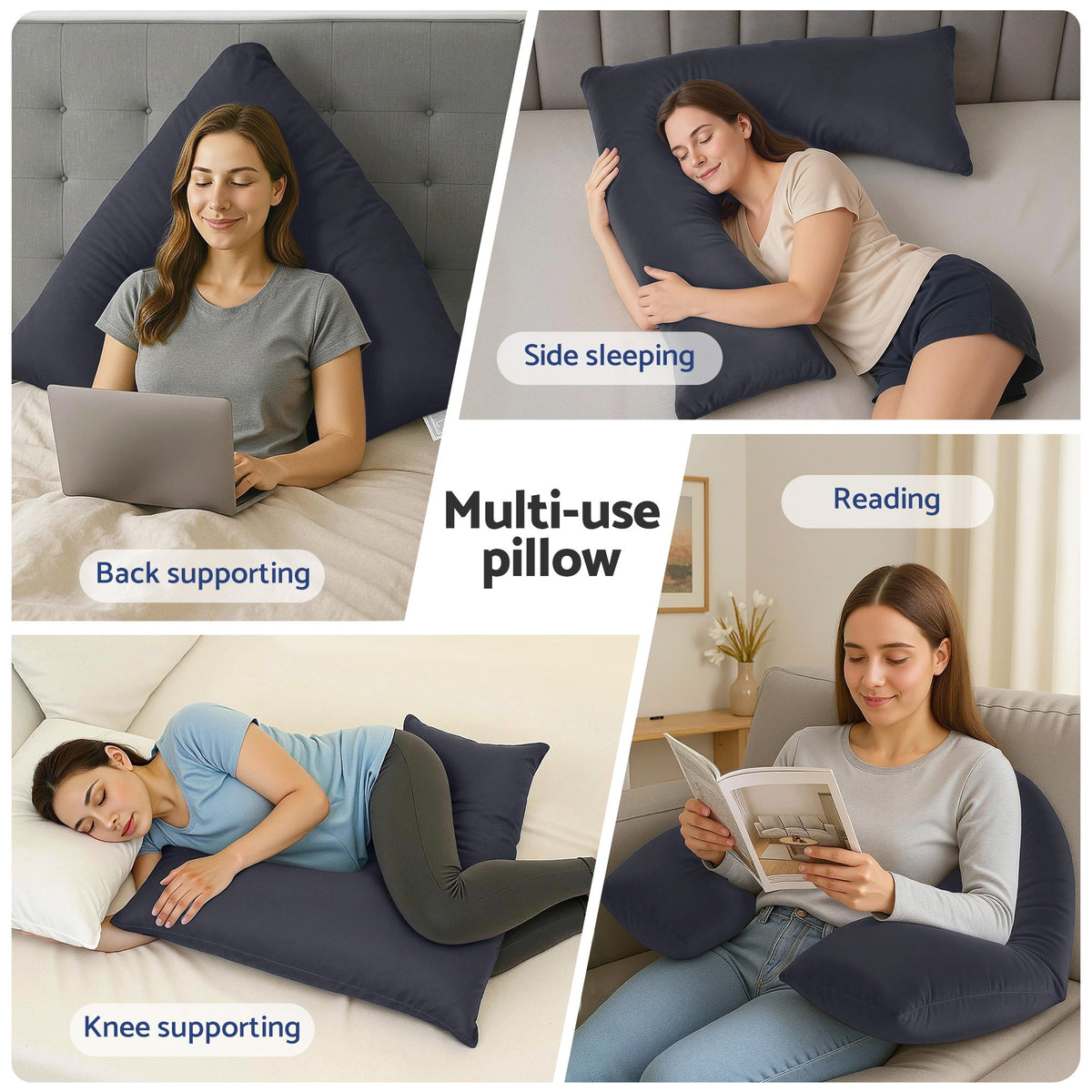 Giselle V Shape Pillow Boomerang Nursing Body Cushion Grey