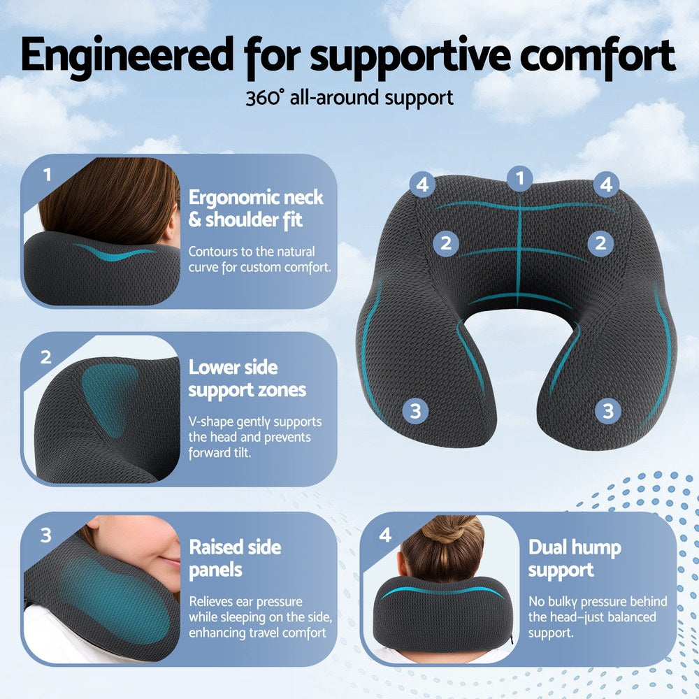 Pillows: Giselle Bedding Travel Neck Pillow U-Shape Support Memory Foam Plane Car Cushion