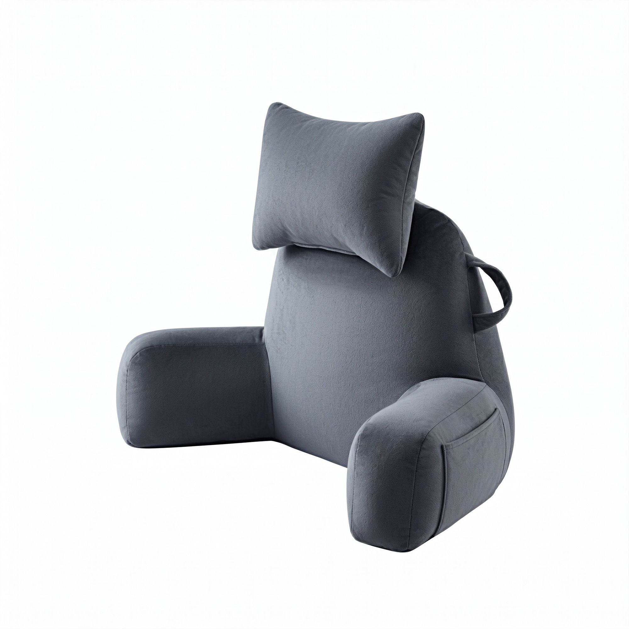 Giselle Bedding Reading Pillow with Detachable Neck Roll & Armrests Sit Up Pillow for Bed Back Support Pillow for Watching TV & Gaming Gray