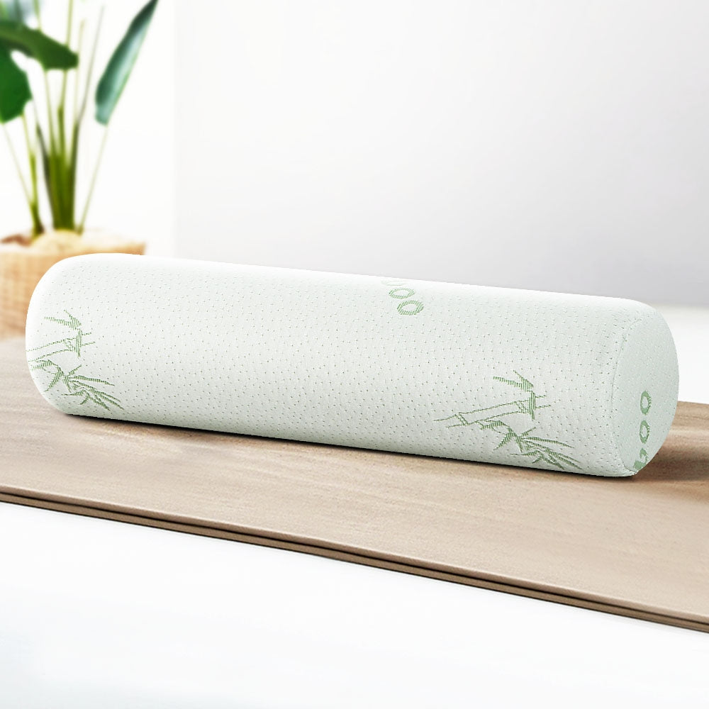 Pillows: Giselle Bedding Memory Foam Neck Roll Pillow Bamboo Cover