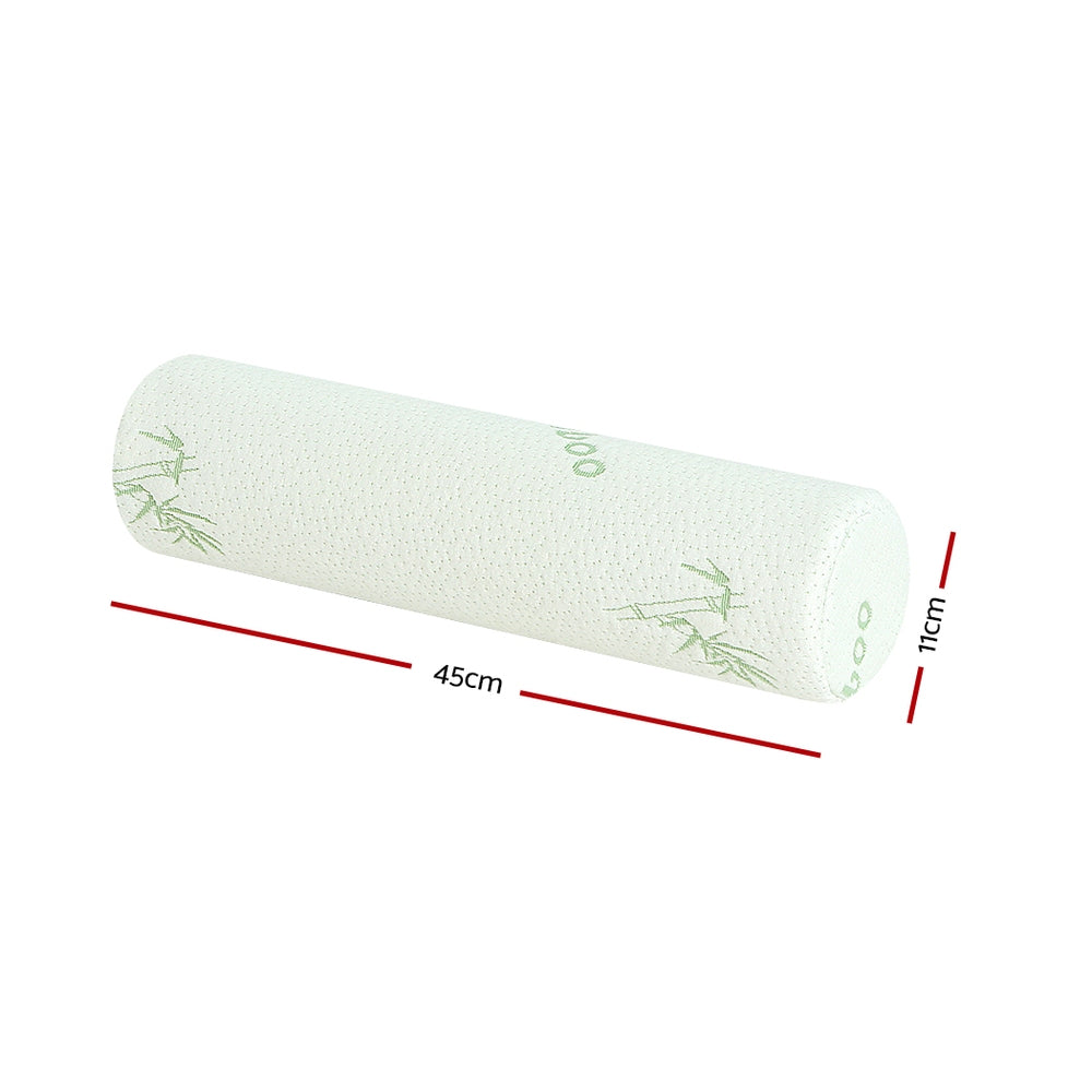 Pillows: Giselle Bedding Memory Foam Neck Roll Pillow Bamboo Cover