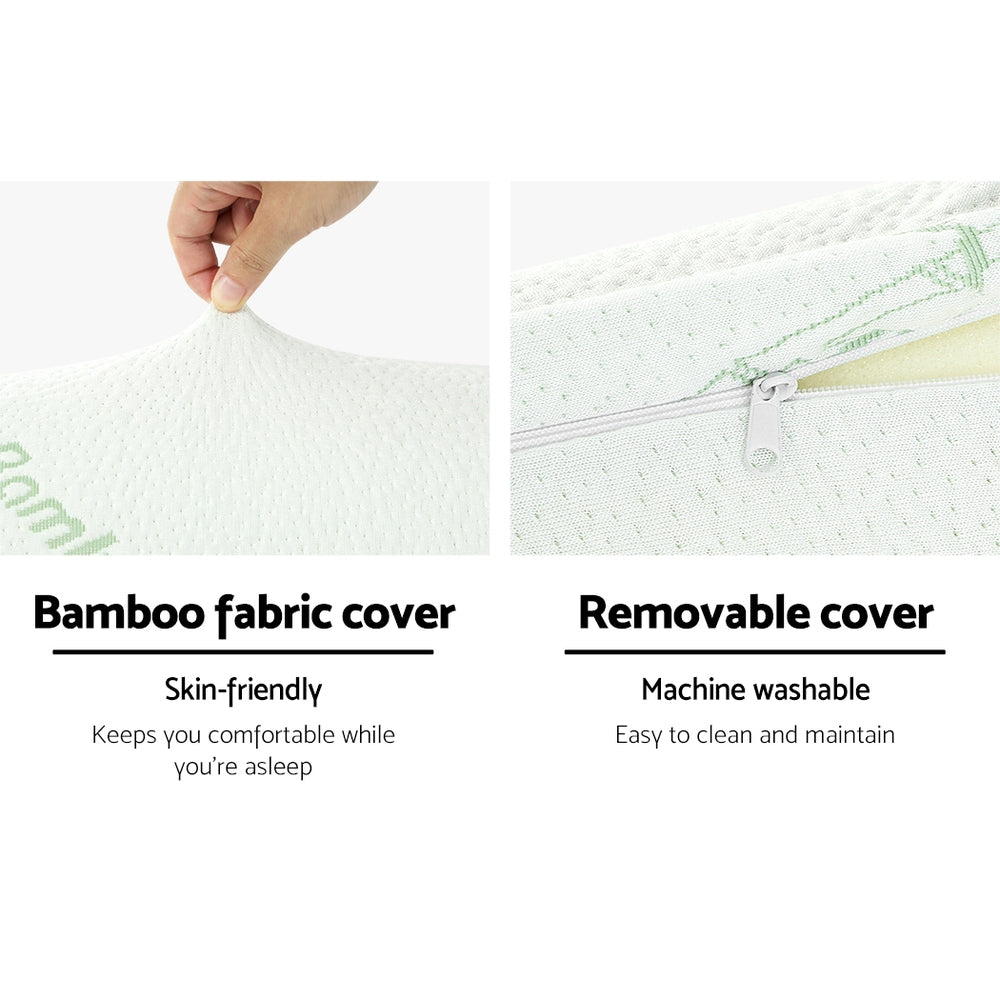 Pillows: Giselle Bedding Memory Foam Neck Roll Pillow Bamboo Cover