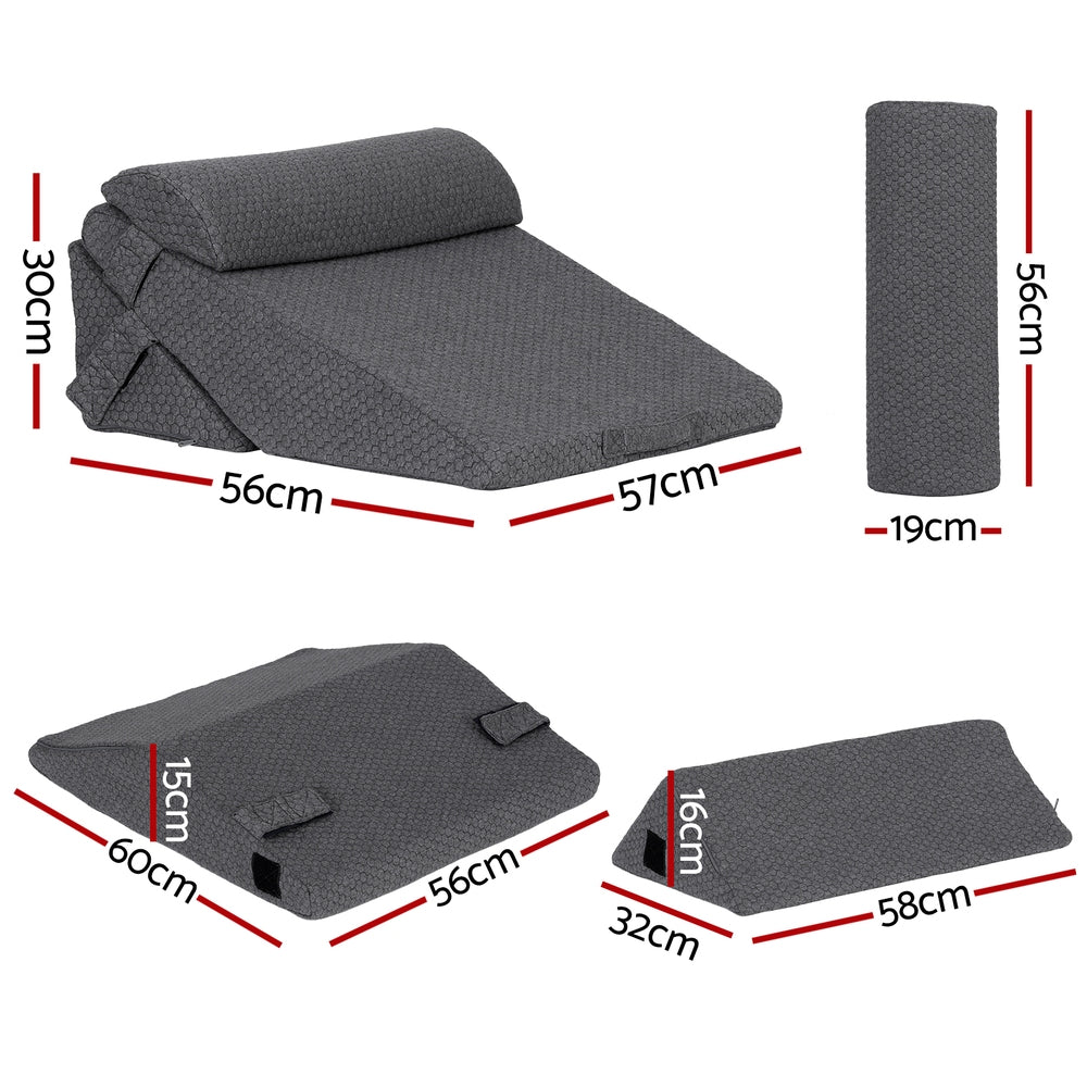 Pillows: Giselle Bedding Adjustable Wedge Pillow Grey