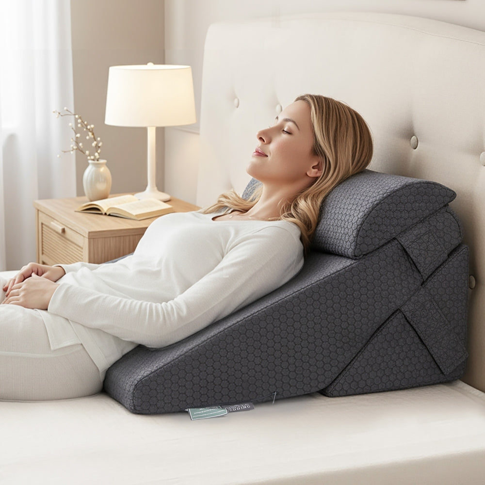 Pillows: Giselle Bedding Adjustable Wedge Pillow Grey