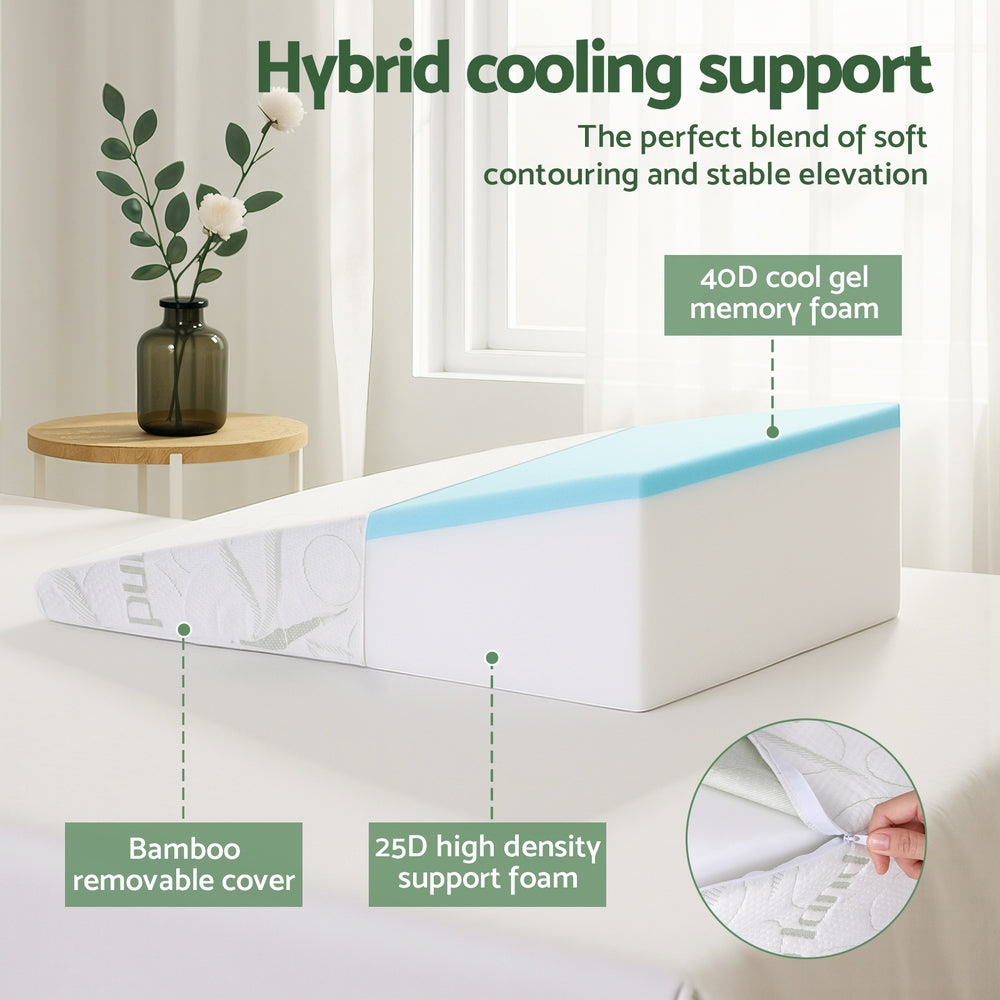 Pillows: Giselle Bedding Wedge Pillow Gel Memory Foam Ergonomic Support Bamboo Cover