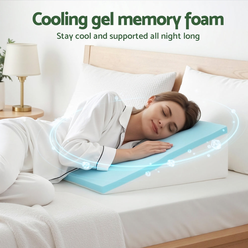 Pillows: Giselle Bedding Wedge Pillow Gel Memory Foam Ergonomic Support Bamboo Cover