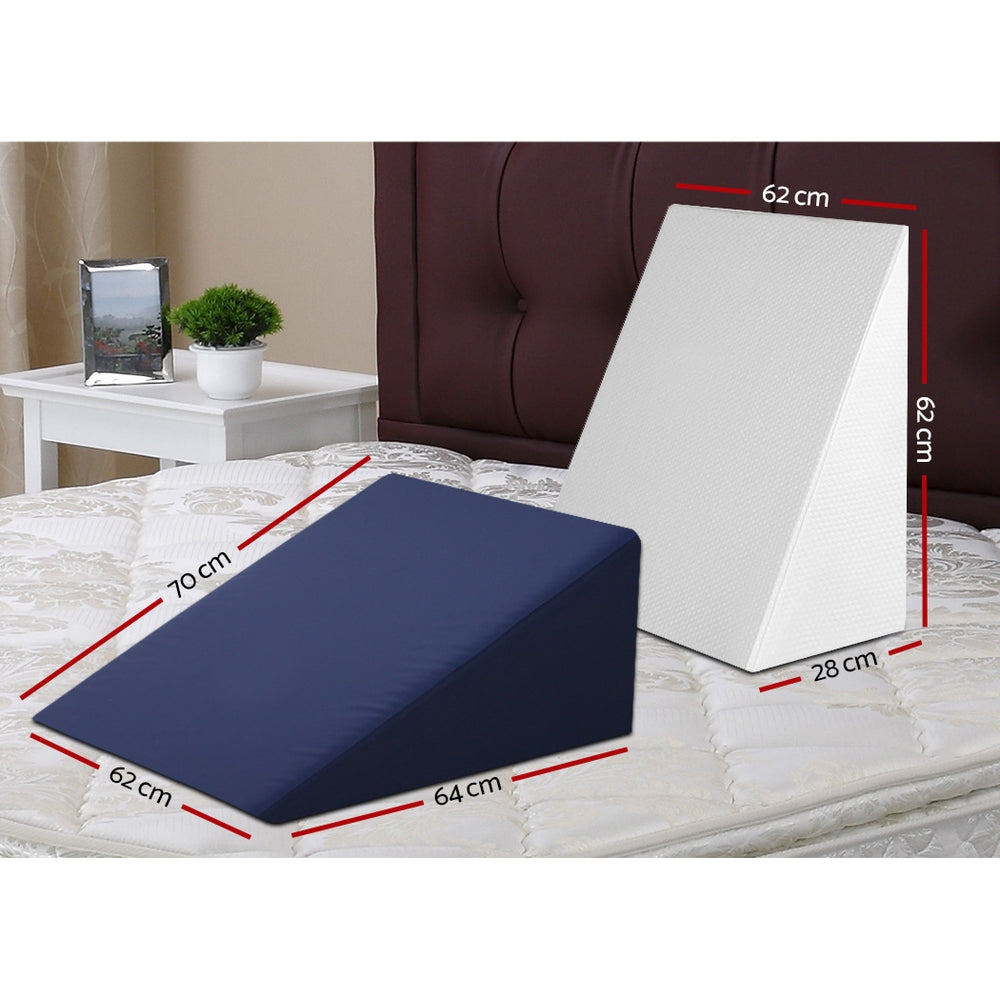 Pillows: Giselle Bedding Wedge Pillow White & Blue