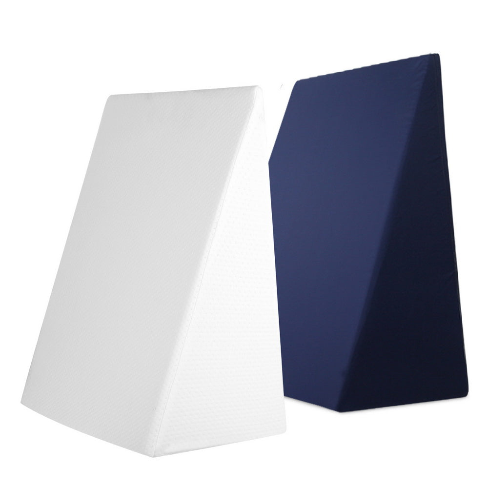 Pillows: Giselle Bedding Wedge Pillow White & Blue
