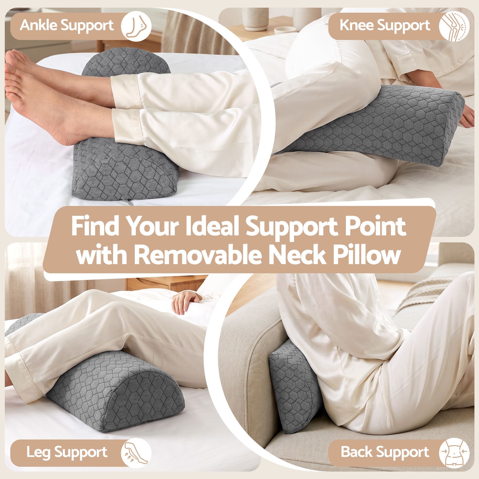 Giselle Bed Wedge Pillow for Headboard, Egg Gel Solves Night Sweats, Triangle Pillow for Reading & Sleeping, Adjustable Back & Neck Support, 30D Foam