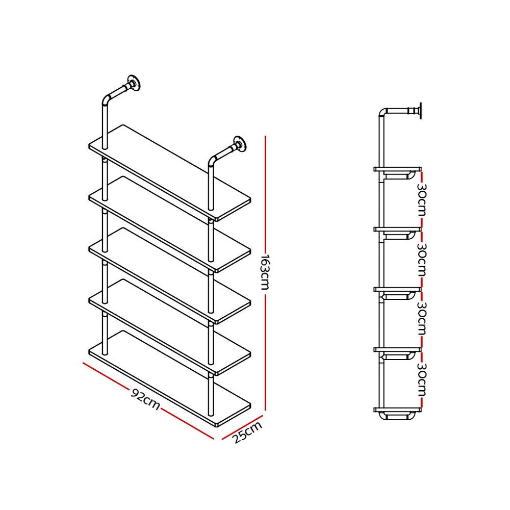 Kitchen & Bathroom DIY: Artiss Floating DIY Pipe Shelf 5 Tiers - ISSA