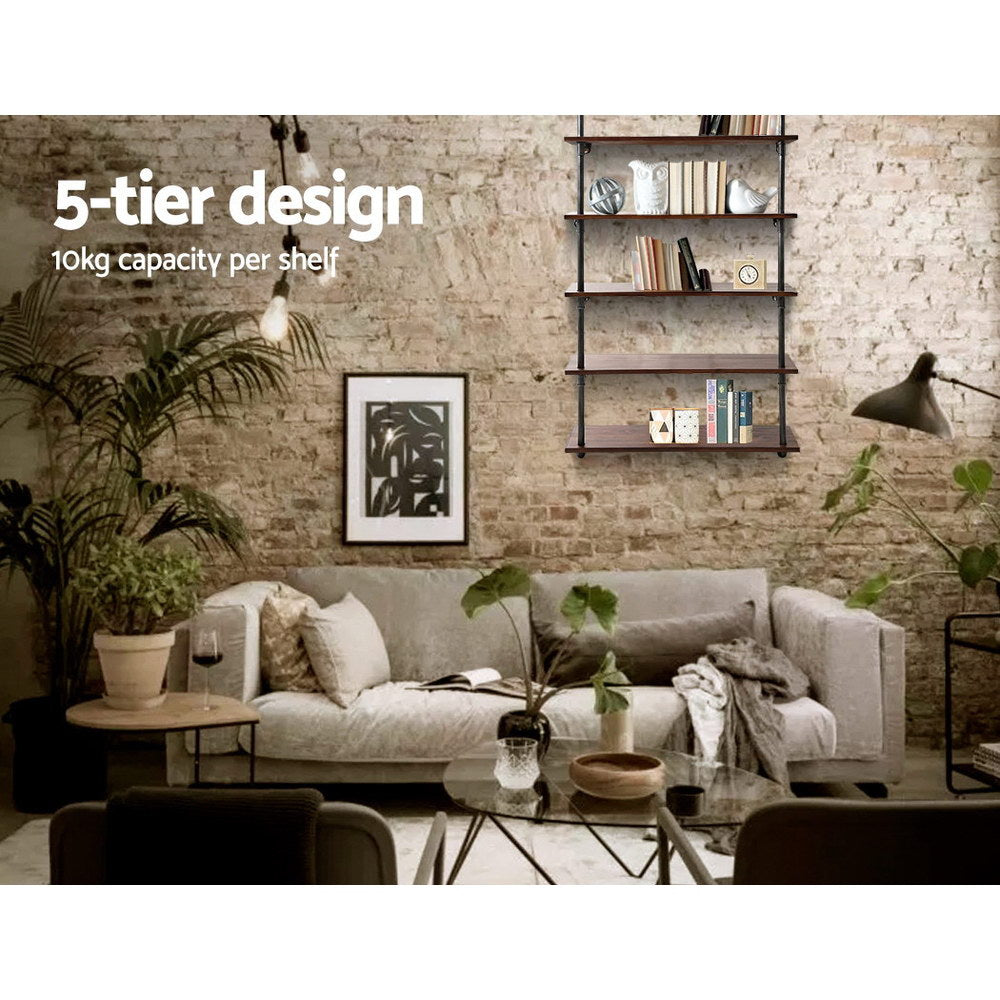 Kitchen & Bathroom DIY: Artiss Floating DIY Pipe Shelf 5 Tiers - ISSA