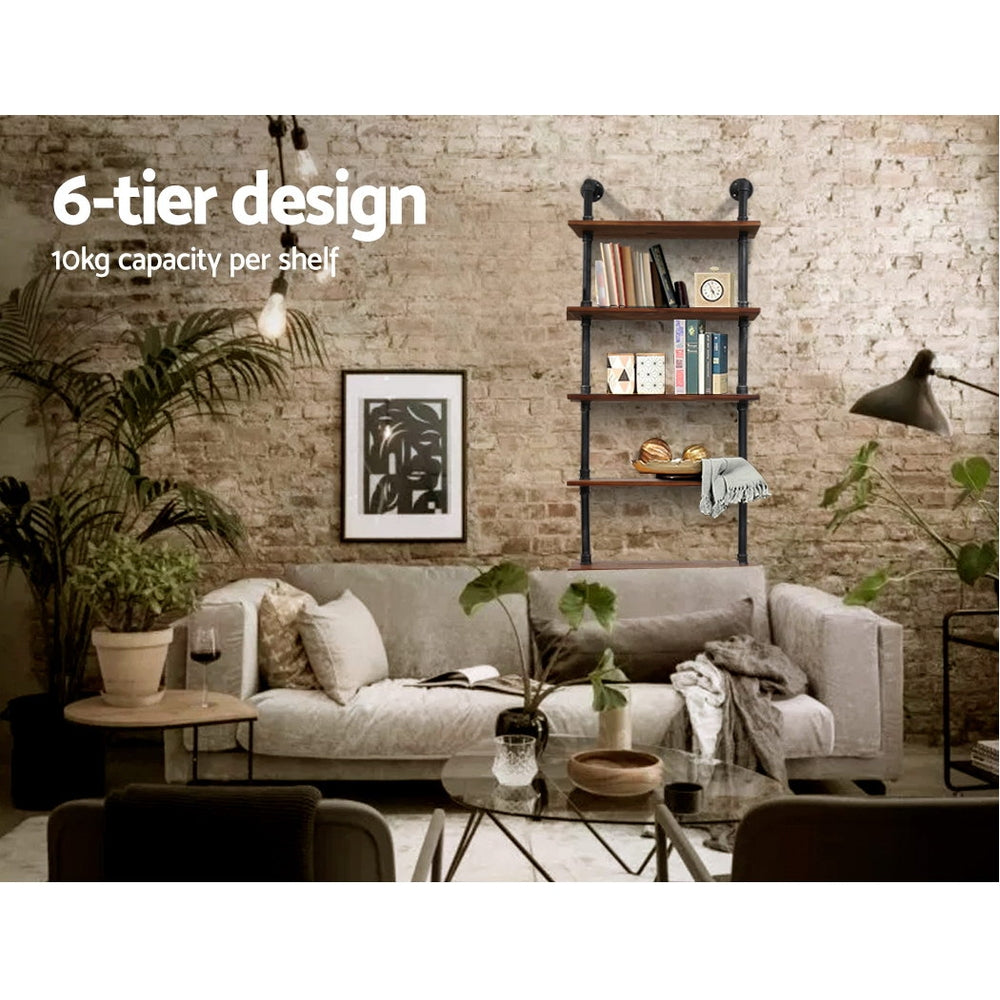 Kitchen & Bathroom DIY: Artiss Floating DIY Pipe Shelf 6 Tiers - IDA