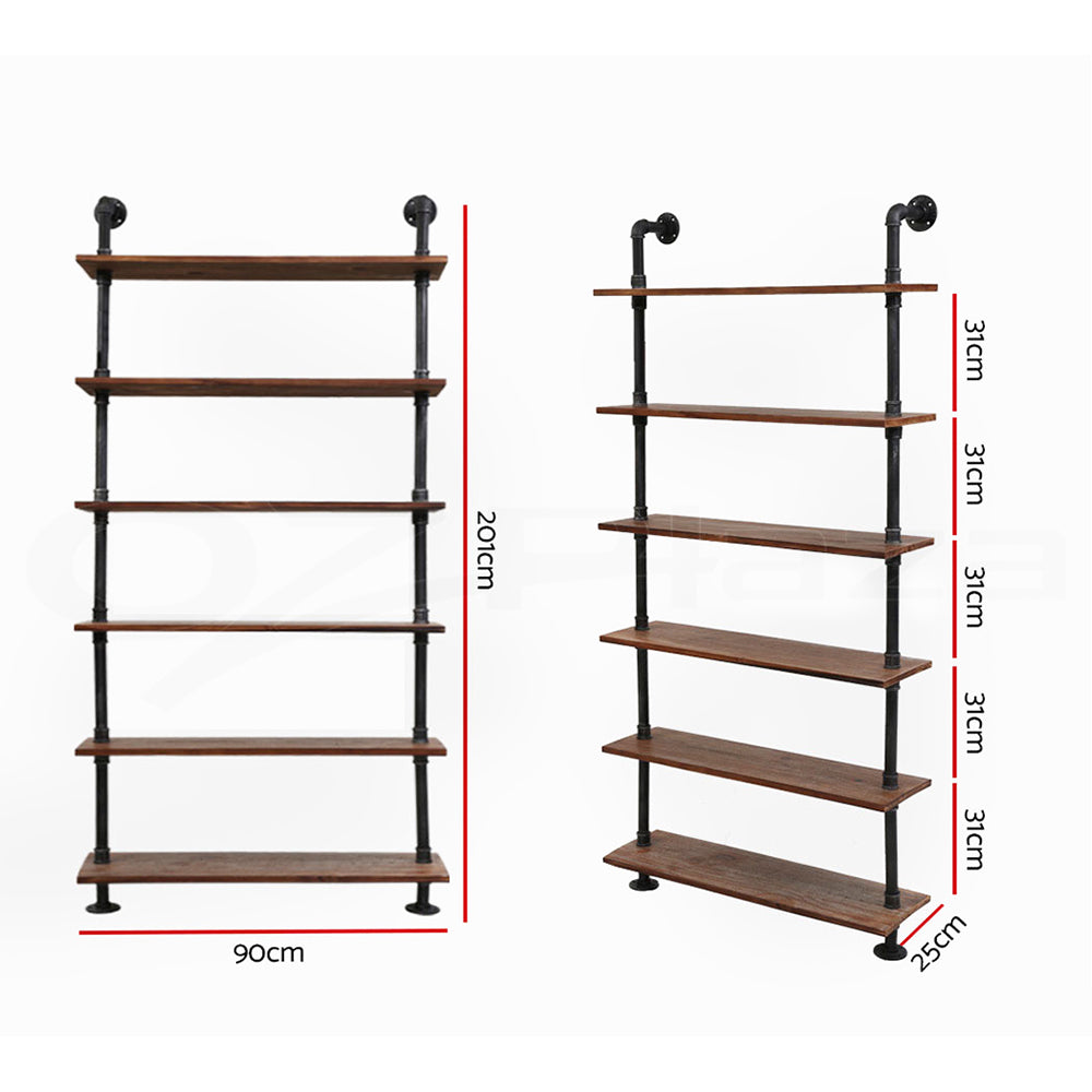 Kitchen & Bathroom DIY: Artiss Floating DIY Pipe Shelf 6 Tiers - IRA