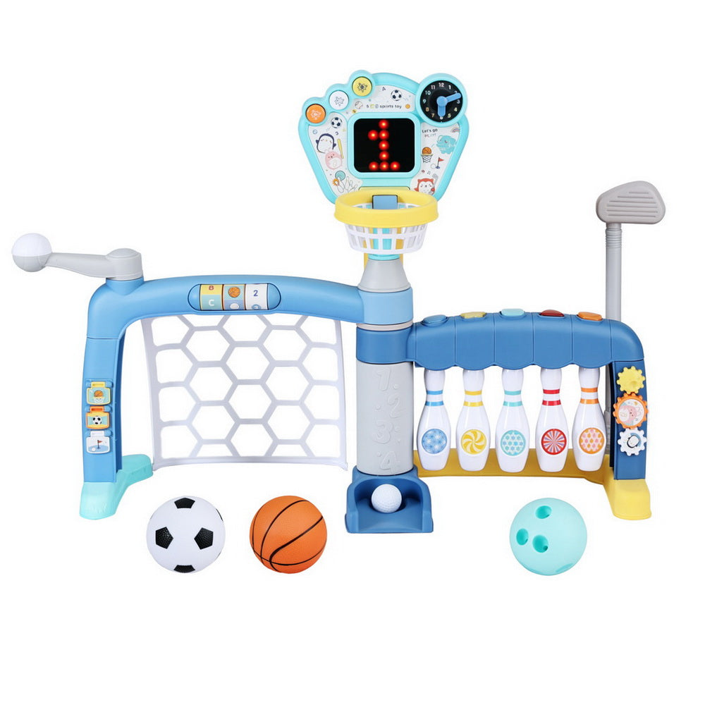 Keezi Kids Basketball Hoop Stand Bowling Baseball Golf Game Sports Toys Set Blue