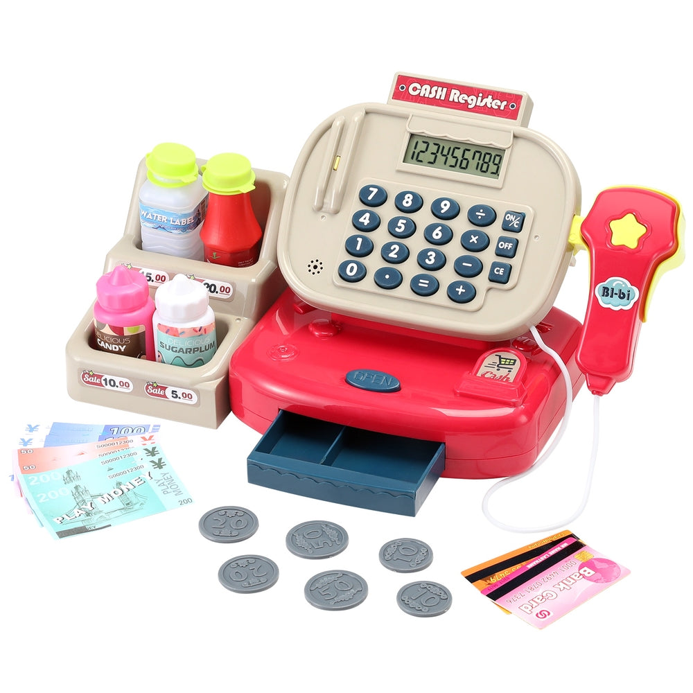 Pretend Play: Keezi Kids Cash Register Calculator Pretend Play Shops Money Checkout Toys Set