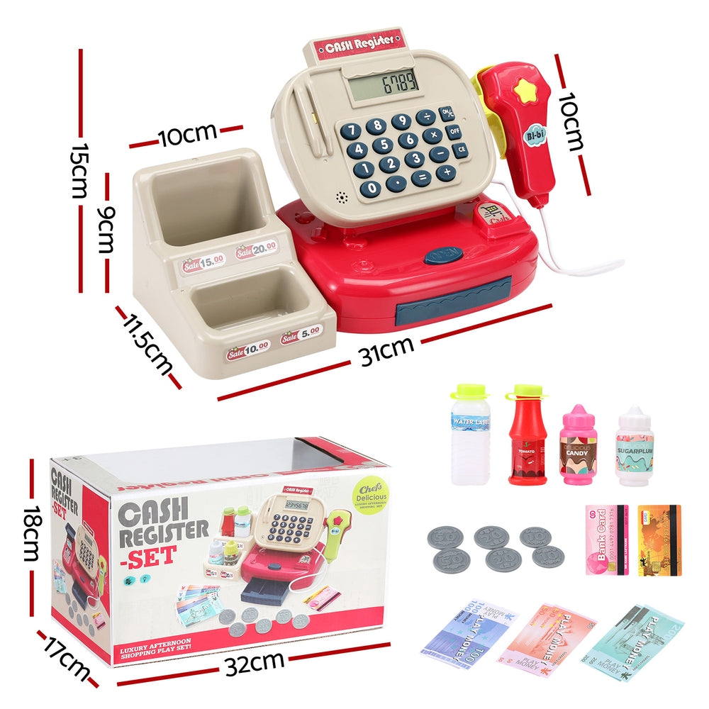 Pretend Play: Keezi Kids Cash Register Calculator Pretend Play Shops Money Checkout Toys Set