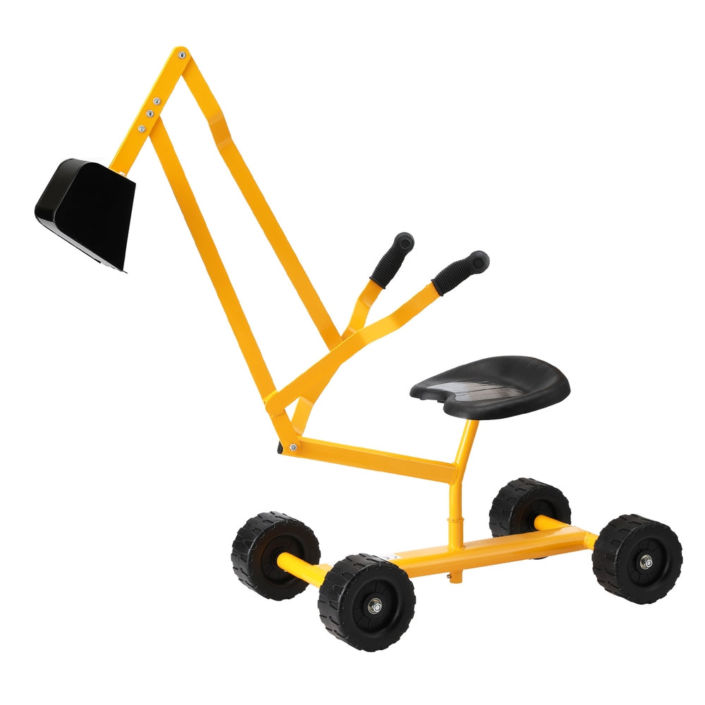 Pretend Play: Keezi Kids Ride On Car Digger Bulldozer Sandpit Play Toys Rotate Seat Yellow