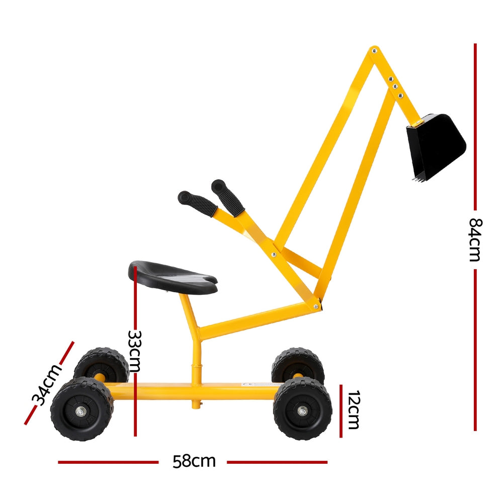 Pretend Play: Keezi Kids Ride On Car Digger Bulldozer Sandpit Play Toys Rotate Seat Yellow